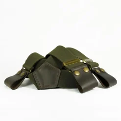 BRETELLES COMMANDO PATTES CUIR KAKI
