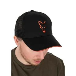 CASQUETTE TRUCKER NOIR ORANGE