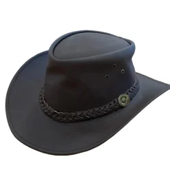 CHAPEAU EN CUIR MARRON
