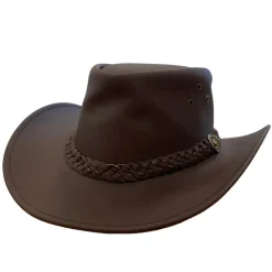 CHAPEAU EN CUIR MARRON