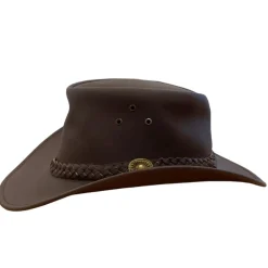 CHAPEAU EN CUIR MARRON