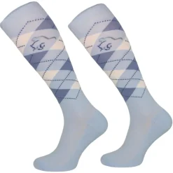CHAUSSETTES A CARREAUX BLEU CLAIR