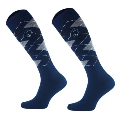 CHAUSSETTES A CARREAUX MARINES/GRISES