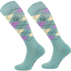 CHAUSSETTES A CARREAUX TURQUOISES