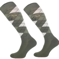 CHAUSSETTES A CARREAUX VERT KAKI