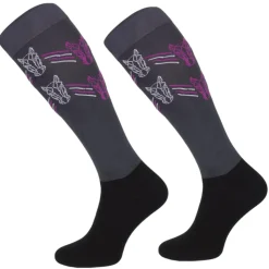 CHAUSSETTES DESIGN TÊTES DE CHEVAUX GRISES