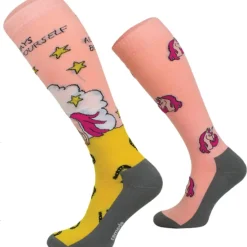 CHAUSSETTES FUN DESIGN LICORNE ROSE