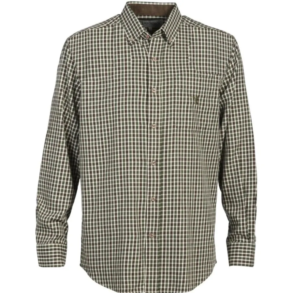 CHEMISE DE CHASSE ENFANT A CARREAUX MARRON VERT