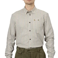 CHEMISE DE CHASSE HOMME OXFORD CLASSIC BLUE BROWN