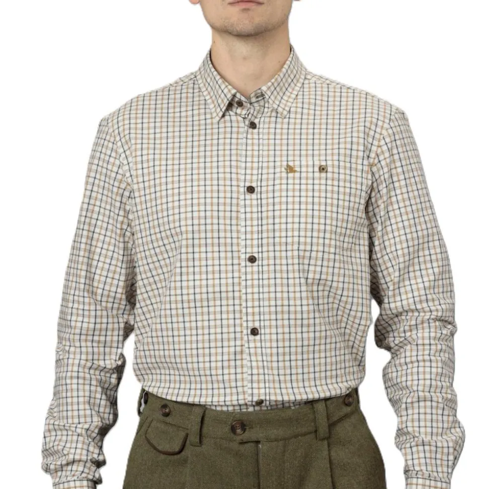CHEMISE DE CHASSE HOMME OXFORD CLASSIC BLUE BROWN