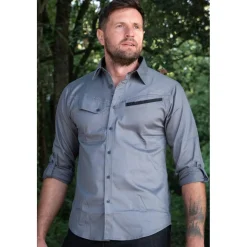 CHEMISE STRETCH GEOMETRE GRIS