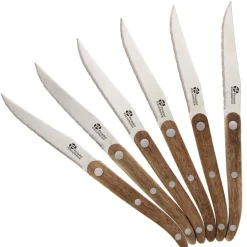 COFFRET 6 COUTEAUX STEAK MANCHE ACACIA