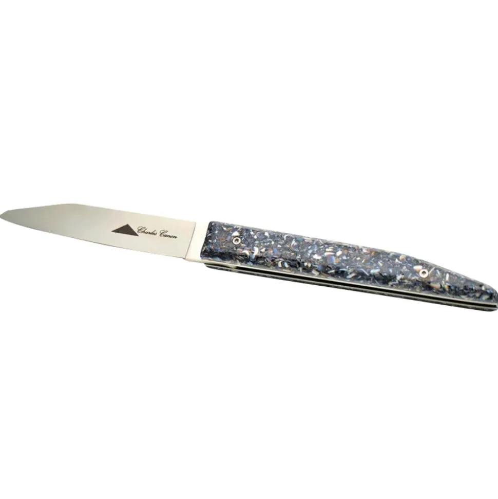 COUTEAU EN COQUILLES DE MOULES COFFRET EN BOIS MASSIF