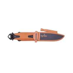 COUTEAU IGNITE NOIR & ORANGE ALLUME FEU & CLIP CEINTURE
