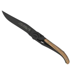 COUTEAU LAGUIOLE BOIS OLIVIER LAME NOIRE