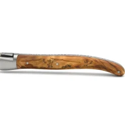 COUTEAU LAGUIOLE EN OLIVIER GRAVURE CERF
