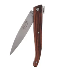 COUTEAU LE POCHE MANCHE BOIS DE VIOLETTE+ETUI EN CUIR