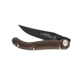 COUTEAU MANCHE CUIR MARRON LAME NOIRE