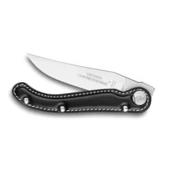 COUTEAU MANCHE CUIR NOIR LAME ACIER