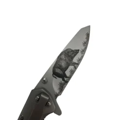 COUTEAU PLIANT LAME SANGLIER + ETUI
