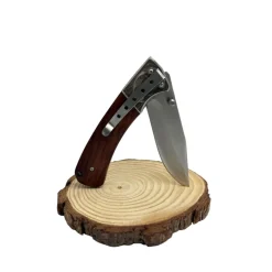 COUTEAU PLIANT MANCHE BOIS + ETUI