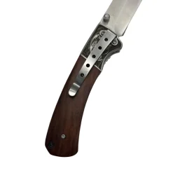 COUTEAU PLIANT MANCHE BOIS + ETUI