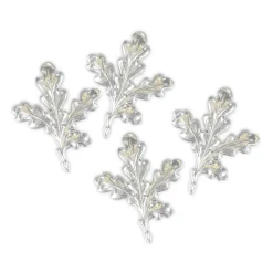 FEUILLES DE CHENE ARGENT PAR 4
