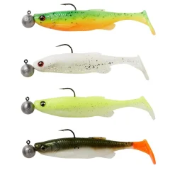 KIT DE 4 LEURRES SOUPLES FAT MINNOW T-TAIL RTF 13CM