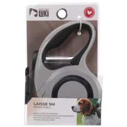 LAISSE RETRACTABLE SANGLE GRISE 5M >20KG