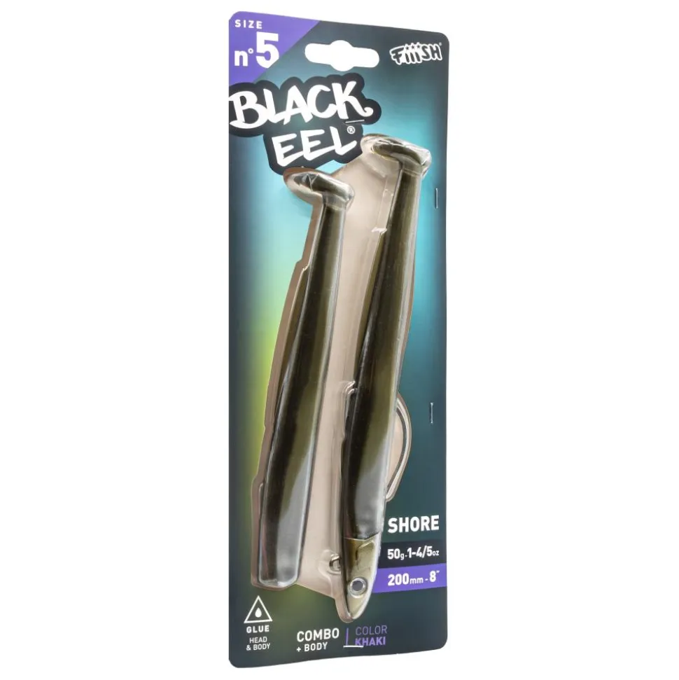 LEURRE SOUPLE COMBO BLACK EEL 200 SHORE 50G