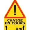 PANNEAU TRIANGLE SIGNALISATION CHASSE EN COURS
