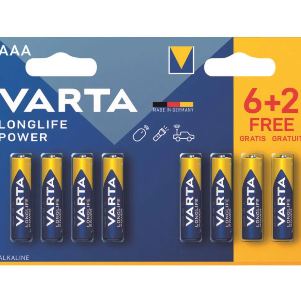 PILE AAA/LR03 LONGLIFE POWER 6+2GRATUIT
