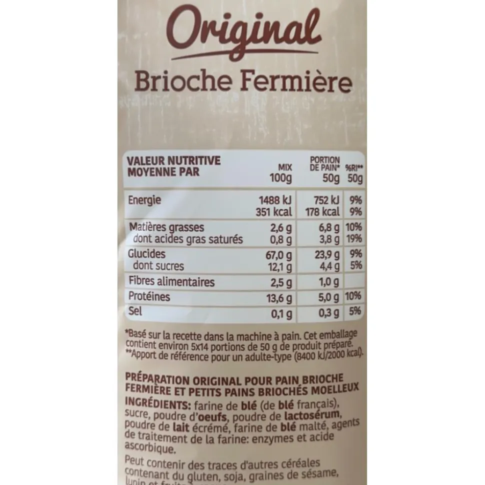 PREPARATION A BRIOCHE FERMIERE 2.5KG