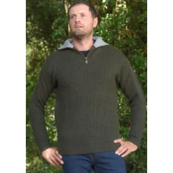 PULL COL ZIP CAMIONNEUR KAKI