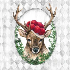 SERVIETTE CERF DANS CADRE