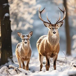 SERVIETTE CERFS DANS LA NEIGE