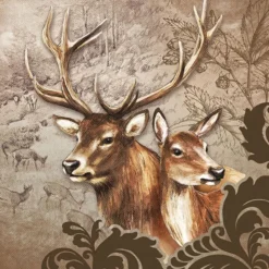 SERVIETTE COUPLE CERF BICHE