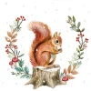 SERVIETTE ECUREUIL SUR TRONC D'ARBRE