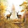 SERVIETTE FORET D'AUTOMNE AVC CERFS