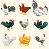 SERVIETTE POULES COQS