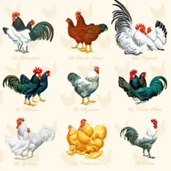SERVIETTE POULES COQS