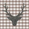 SERVIETTE TETE DE CERF MARRON