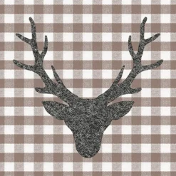 SERVIETTE TETE DE CERF MARRON