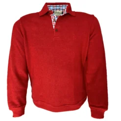 SWEAT COL BOUTONNE CERISE
