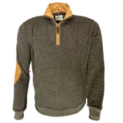 SWEAT COL ZIP COUDIERE MARRON