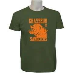 TEE SHIRT CHASSEUR DE SANGLIER KAKI