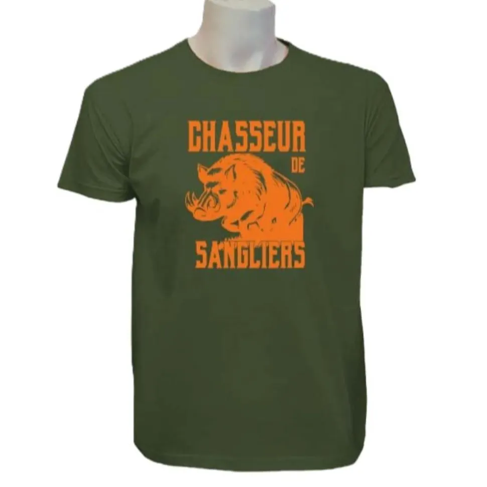 TEE SHIRT CHASSEUR DE SANGLIER KAKI