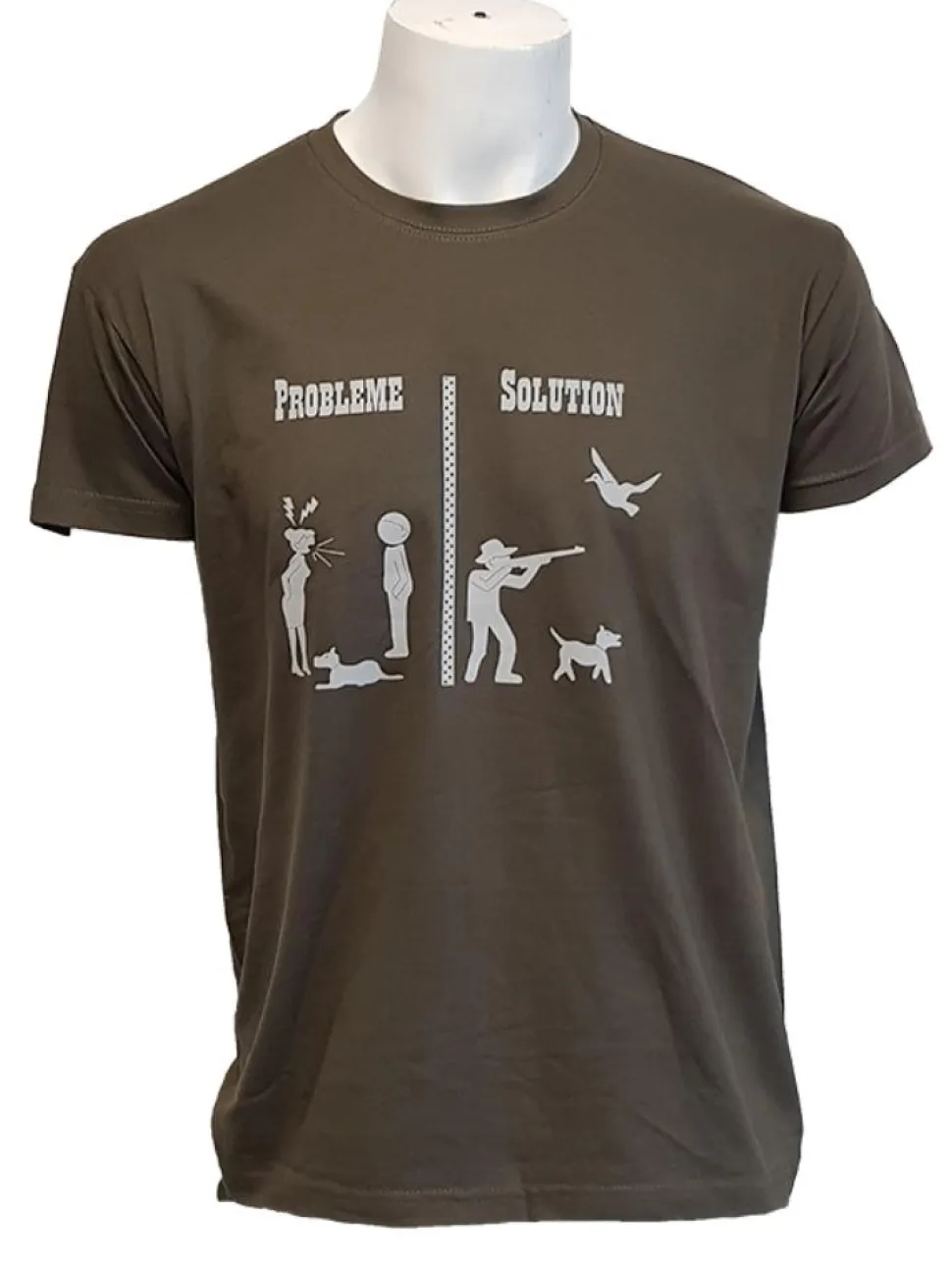 TEE SHIRT HUMORISTIQUE CHASSE KAKI
