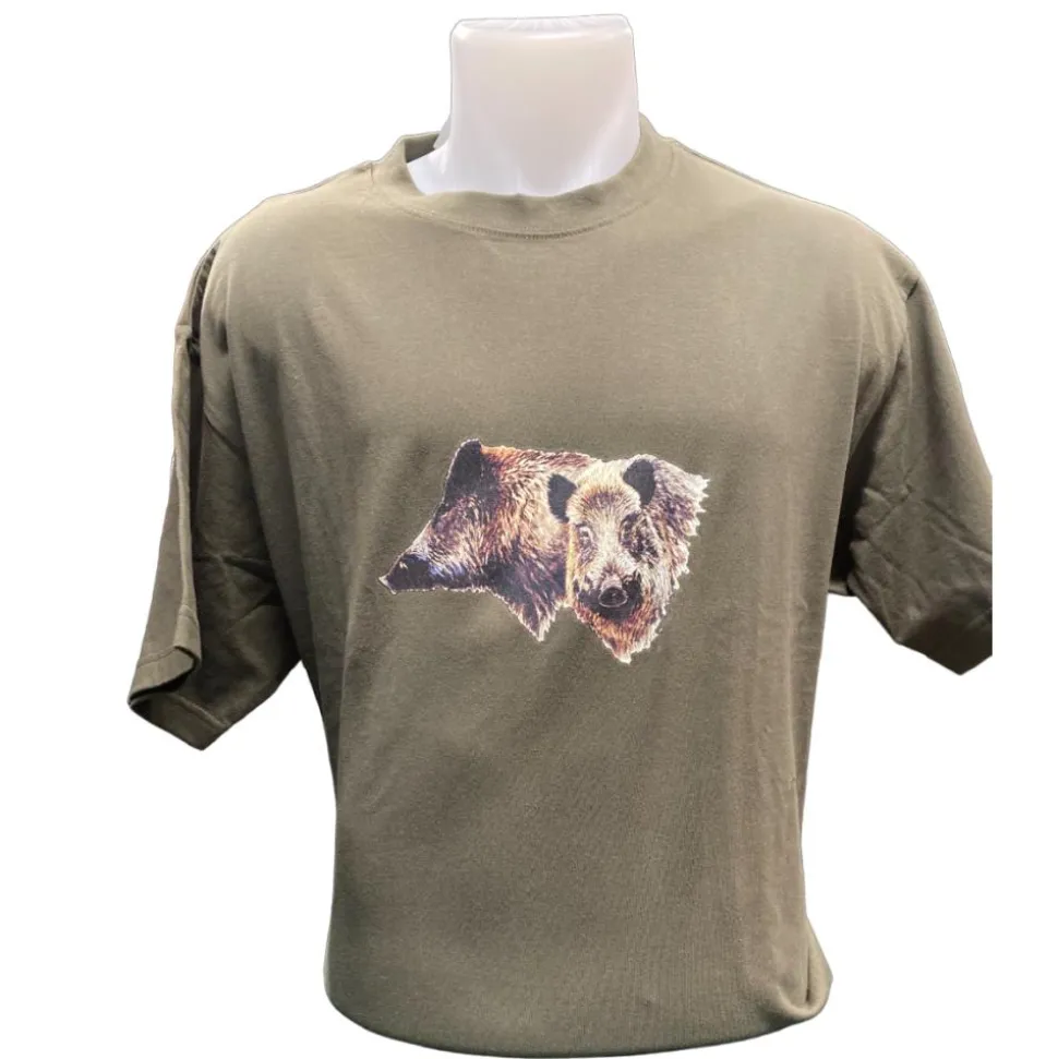 TEE SHIRT SANGLIER KAKI