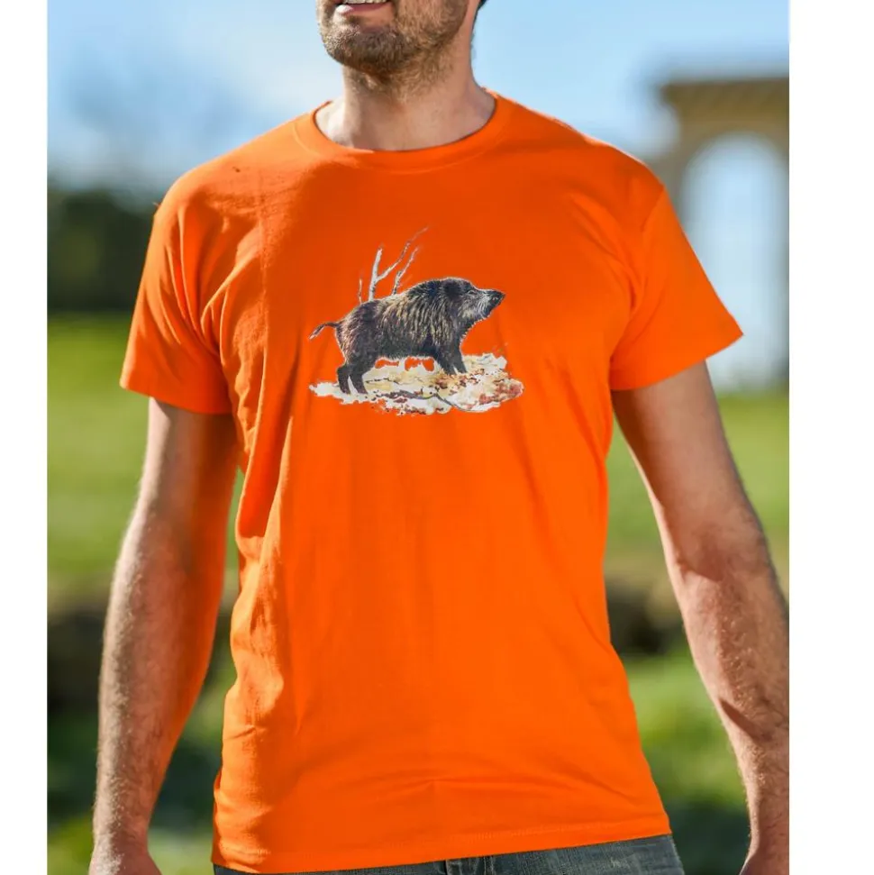 TEE SHIRT SANGLIER ORANGE